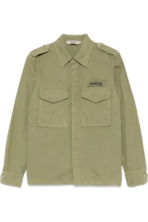 Aspesi Homme, Chemises, Vert, Taille: 2XL Chemise Style Militaire Verte