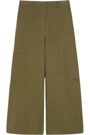 Max Mara Femme, Pantalons, Vert, Taille: 36 FR Pantalon en coton canvas, modèle Quiz