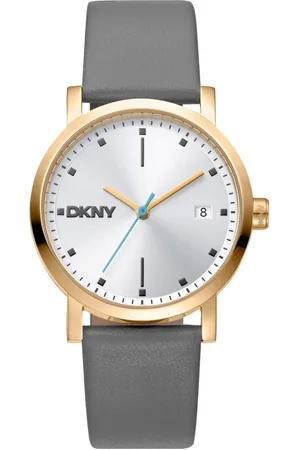 DKNY Femme, Accessoires, Gris, Taille: ONE Size Élégante Montre en Cuir avec Date