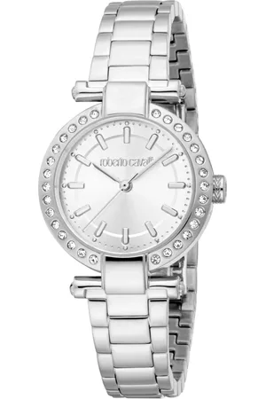 Roberto Cavalli Femme, Accessoires, Gris, Taille: ONE Size Élégante Montre Analogique en Acier Inoxydable