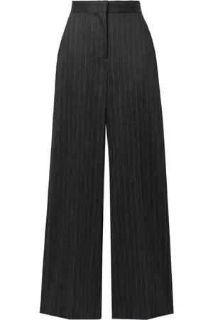 Max Mara Femme, Pantalons, Noir, Taille: 44 FR Pantalon à rayures jambe droite