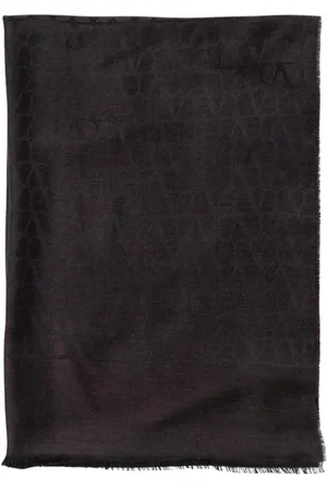VALENTINO GARAVANI Homme, Accessoires, Noir, Taille: ONE Size Écharpe en soie et laine avec logo