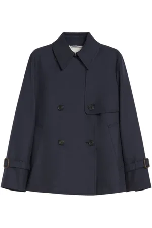 Max Mara Femme, Vestes, Bleu, Taille: 36 FR Trench court avec silhouette évasée