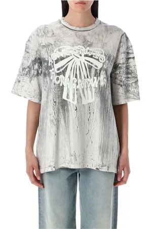 Acne Studios Femme, Tops, Gris, Taille: 38 FR T-shirt à impression plâtre Faded Black