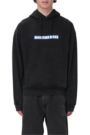 MARTINE ROSE Homme, Sweatshirts et sweats à capuche, Noir, Taille: L Sweat à Capuche en Coton Noir