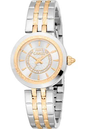 Roberto Cavalli Femme, Accessoires, Jaune, Taille: ONE Size Élégante Montre Analogique en Acier Quartz