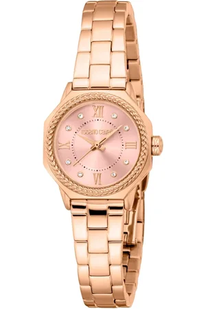 Roberto Cavalli Femme, Accessoires, Jaune, Taille: ONE Size Élégante montre analogique en acier inoxydable à quartz