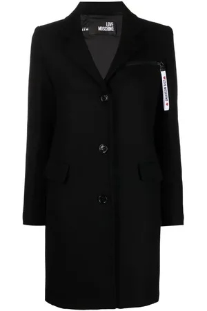 Moschino Femme, Manteaux, Noir, Taille: 42 FR Manteau en laine rouge, double poche avant