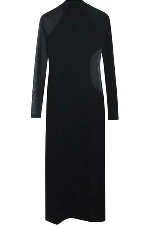 Y-3 Femme, Robes, Noir, Taille: 38 FR Robe Noire en Tricot avec Col Roulé