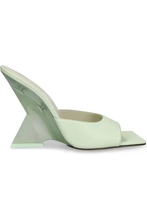 The Attico Femme, Chaussures, Vert, Taille: 36 EU Sandales en Cuir Vert Design Élégant