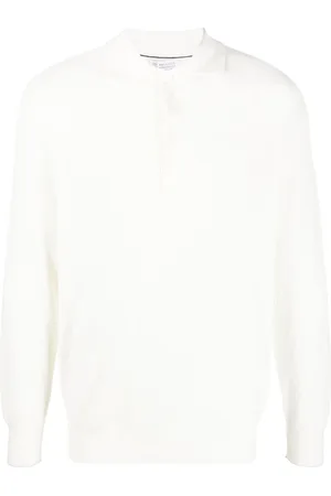 Brunello Cucinelli Homme, Tops, Blanc, Taille: L Manteau Blanc en Tricot de Coton