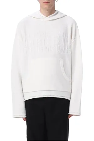 Maison Margiela Homme, Sweatshirts et sweats à capuche, Blanc, Taille: L Sweat à Capuche Tricoté Blanc