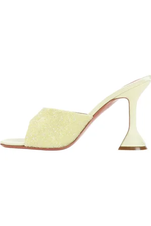 Amina Muaddi Femme, Chaussures, Jaune, Taille: 40 EU Mule Crystal Dust avec Talon de 9,5 cm
