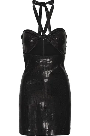 ROTATE Femme, Robes, Noir, Taille: 40 FR Robe Mini Noire avec Découpe