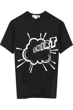Comme des Garçons Homme, Tops, Noir, Taille: M T-shirt en Coton Noir à Manches Courtes avec Graphique Imprimé