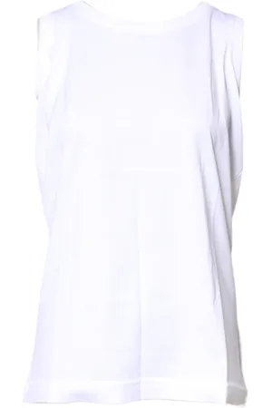 Dolce & Gabbana Femme, Tops, Blanc, Taille: 34 FR Débardeur blanc sans manches à col rond
