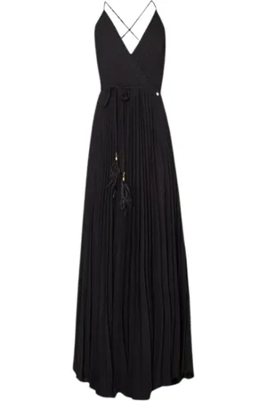 Liu Jo Femme, Robes, Noir, Taille: 42 FR Robe Maxi Plissée sans Manches Classique