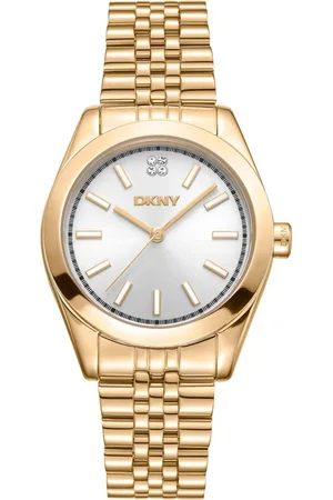 DKNY Femme, Accessoires, Jaune, Taille: ONE Size Élégante Montre à Quartz avec Bracelet Deployante