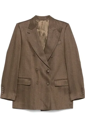 OFFICINE GENERALE Femme, Vestes, Brun, Taille: 40 FR Veste Herringbone Toffee/Black