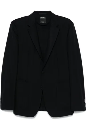 Ermenegildo Zegna Homme, Vestes, Noir, Taille: 2XL Veste Bleu Marine à Boutons sur le Devant
