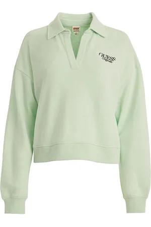 Guess Femme, Sweatshirts et sweats à capuche, Vert, Taille: 40 FR Polo avec Logo Brodé