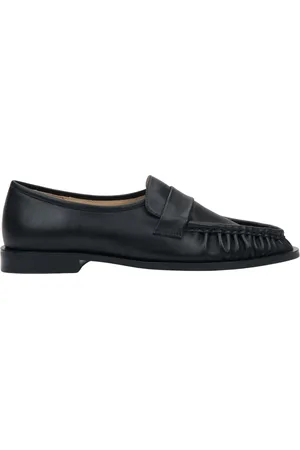 Estro Femme, Chaussures, Noir, Taille: 39 EU Mocassins noirs en cuir pour femmes avec pli décoratif