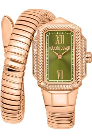 Roberto Cavalli Femme, Accessoires, Jaune, Taille: ONE Size Montre analogique à cadran logo et bracelet en acier