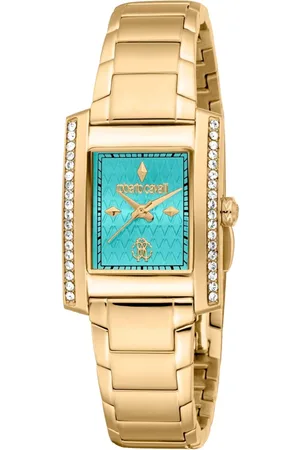 Roberto Cavalli Femme, Accessoires, Jaune, Taille: ONE Size Élégante Montre Analogique à Quartz avec Fermoir Deployante