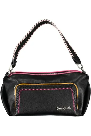 Desigual Femme, Sacs, Noir, Taille: ONE Size Sac à main noir en polyéthylène avec bandoulière
