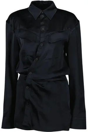 OFF-WHITE Femme, Blouses et Chemises, Noir, Taille: 36 FR Kimono Satin Classique avec Fermeture à Boutons