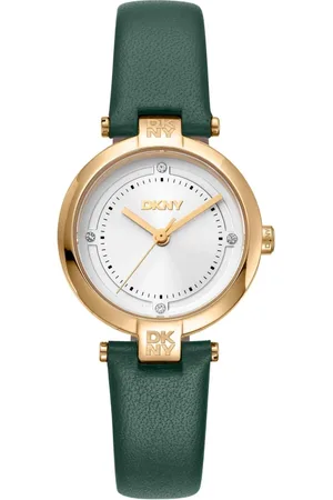 DKNY Femme, Accessoires, Vert, Taille: ONE Size Élégante montre analogique en cuir avec bracelet