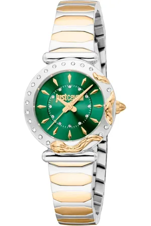 Roberto Cavalli Femme, Accessoires, Jaune, Taille: ONE Size Élégante Montre Analogique en Acier Inoxydable avec Quartz