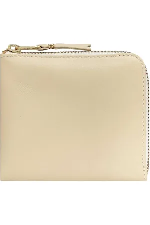 Comme des Garçons Unisex, Accessoires, Blanc, Taille: ONE Size Portefeuille en cuir blanc avec fermeture éclair dorée