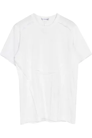 Comme des Garçons Homme, Tops, Blanc, Taille: M T-shirt Blanc en Coton avec Détails en Tissu