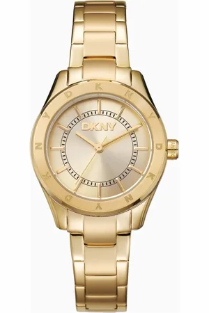 DKNY Femme, Accessoires, Jaune, Taille: ONE Size Élégante montre analogique en acier à quartz pour femme