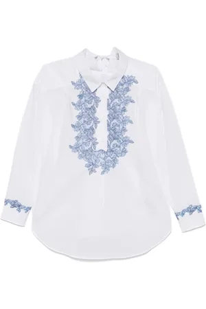 ERMANNO SCERVINO Femme, Blouses et Chemises, Blanc, Taille: 40 FR Chemisier en Dentelle Florale Blanc avec