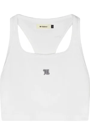 MISBHV Femme, Tops, Blanc, Taille: 38 FR Débardeur Blanc avec Logo Brodé