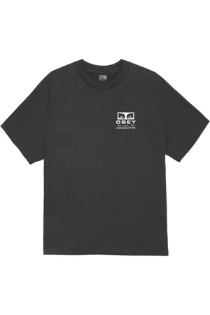 Obey Homme, Tops, Noir, Taille: M T-shirt en coton vintage avec logo imprimé