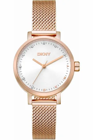 DKNY Femme, Accessoires, Jaune, Taille: ONE Size Élégante Montre Analogique en Acier Inoxydable avec Date