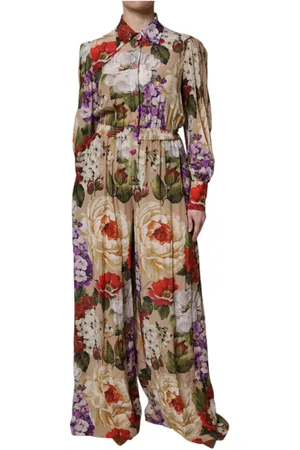 Dolce & Gabbana Femme, Combinaisons et Ensembles, Multicolore, Taille: 38 FR Combinaison Large à Jambes Larges à Motif Floral