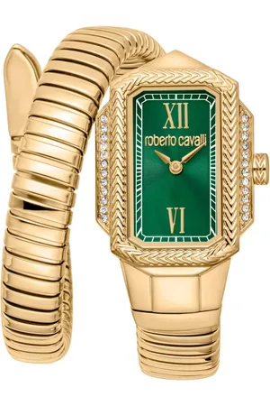 Roberto Cavalli Femme, Accessoires, Jaune, Taille: ONE Size Elegant Steel Quartz Analog Women