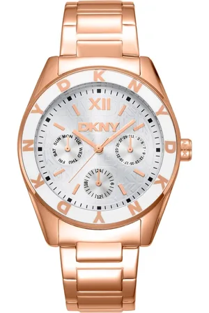 DKNY Femme, Accessoires, Jaune, Taille: ONE Size Élégante Montre en Acier Inoxydable à Quartz