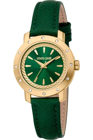 Roberto Cavalli Femme, Accessoires, Vert, Taille: ONE Size Montre Classique en Cuir à Quartz