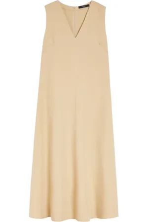 Max Mara Femme, Robes, , Taille: 36 FR Robe Évasée Col en V en Viscose Lin