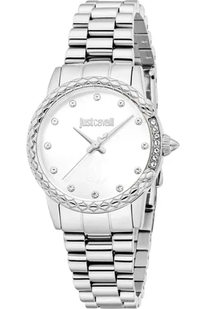 Roberto Cavalli Femme, Accessoires, Gris, Taille: ONE Size Montre Analogique en Acier Inoxydable pour Femme