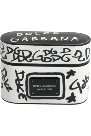 Dolce & Gabbana Unisex, Accessoires, Blanc, Taille: ONE Size Étui Airpods en Cuir Noir et Blanc