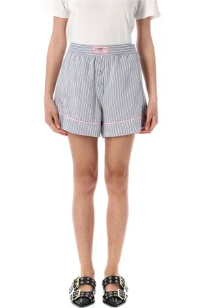 Ganni Femme, Shorts, Bleu, Taille: 36 FR Shorts Bermuda à Rayures Bleu Clair