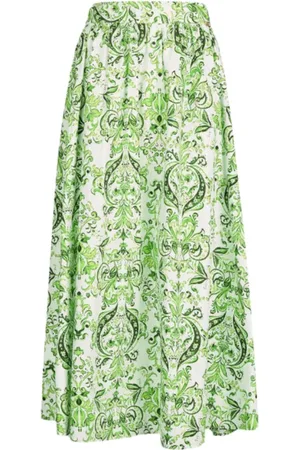 Liu Jo Femme, Jupes, Vert, Taille: 38 FR Jupe Longue en Coton Imprimé Paisley