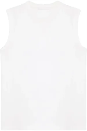 Helmut Lang Femme, Tops, Blanc, Taille: 42 FR Débardeur Blanc avec Logo au Dos