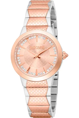 Roberto Cavalli Femme, Accessoires, Jaune, Taille: ONE Size Élégante Montre Analogique à Quartz avec Fermoir Deployant